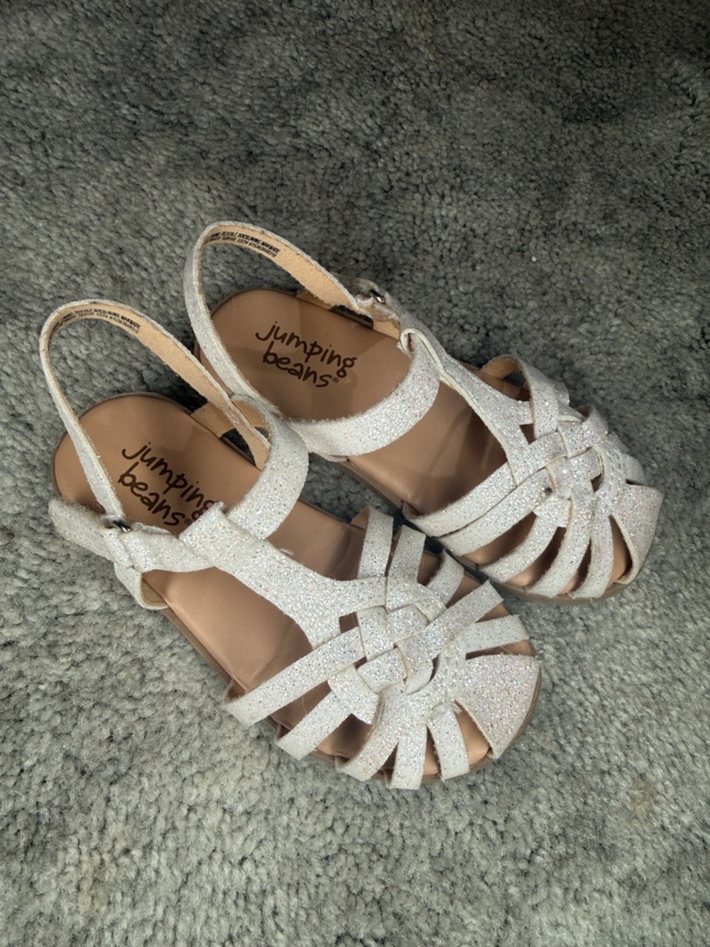 jumping beans Sparkle White Girls' Woven Sandals